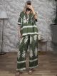 Soft FolkPrint Shirt Set-2757/Khaki