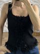 Knitted Lace&Buttons Top-77122/Black