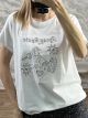 Embossed Print Strassed Cotton T-Stirt-1757/White