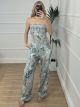 Wasp Nest Strapless Jumpsuit-Multi/Mint