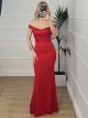 Mermaid Maxi Lace Dress/Red