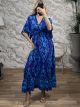 Boho Silk Maxi Dress-3226/Royal Blue&Ciel