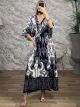 Viscose ShortSleeve Ruffled Maxi Dress-4564/Black&White