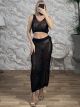 Knitted CropTop Skirt Set-23/Black