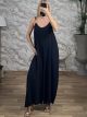 ChainsStraps Wide Jumpsuit-92925/Navy Blue