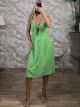 Casual Bow Buttons Dress/L.Green
