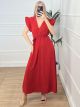 Ruffle Sleeve Maxi Dress/Red