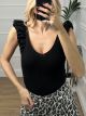 Frill Knitted Top/Black