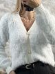 Mohair Tinsel Cardigan/White