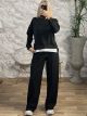 Viscose Double Zipper Set-3642-NEW/Black