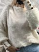 Gold Buttons Knitted Top/Ecru
