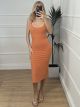 Elastic Ribbed Dress/Orange