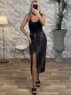 Elastic Midi Skirt-Leopard/Chocolat