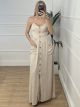Casual Pockets Maxi Dress/Beige