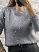 Spread Pearls Knitted Sweater-8059/Grey