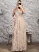 Floral Embossed Pattern Dress/Beige
