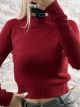 Semi-Turtleneck Cropped Top-3207/Burgundy