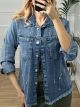 Fringe Strass Denim Jacket/Blue