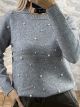 Viscose Pearls Sweater-8059/Grey