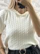Pearls Shortsleeves Sweater/Vanilla