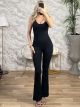 Open Back Elastic Jumpsuit/Black