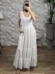 Waffle & Knitted Lace Maxi Dress-51643/White