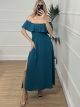 OpenShoulders Ruffle Dress/Petrol
