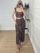 Elastic Skirt Ruffles Set-0685/Black