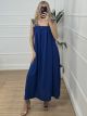 Maxi Leopard Ruffle Dress-Satin/Blue Royal