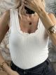 Rip Elastic Mini Ruffle Top/White