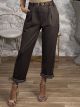 HighWaist Belt Strass Pants-53387/Chocolat