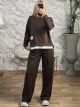Viscose Double Zipper Set-3642-NEW/Chocolat