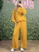 Cotton Wide Pants Set/Mustard