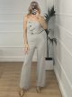 Strapless Buttons Jumpsuit/Grey