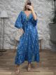 Golden Thread Silk Maxi Dress/Blue