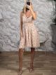 Floral WrapBust Mini Dress-6277/Beige