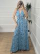 Maxi Silk Hoop Dress/Blue-Grey