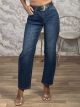 Highwaist Belt Denim Pants-0103/Blue
