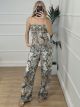 Wasp Nest Strapless Jumpsuit-Multi/Khaki