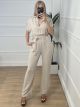 Viscose Buttons Jumpsuit/Ecru