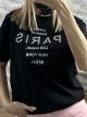 Embroidered Paris Cotton T-shirt-67121/Black-Silver