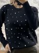 Viscose Pearls Sweater-8059/Black