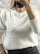 Spread Pearls Knitted Sweater-8059/Vanilla