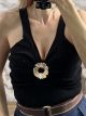 Knitted GoldPin Top-81014/Black