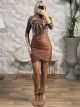 Wrap Mini Matt Leather Skirt/Camel