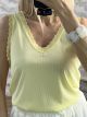 Sleeveless Lace Elastic Top/Yellow