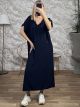 Hooded-Casual Dress-20087/Navy Blue
