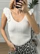 Frill Knitted Top/White