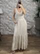 Waffle & Knitted Lace Maxi Dress-51643/Beige