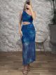 OneShoulder CutOut Maxi Dress-6391/Royal Blue